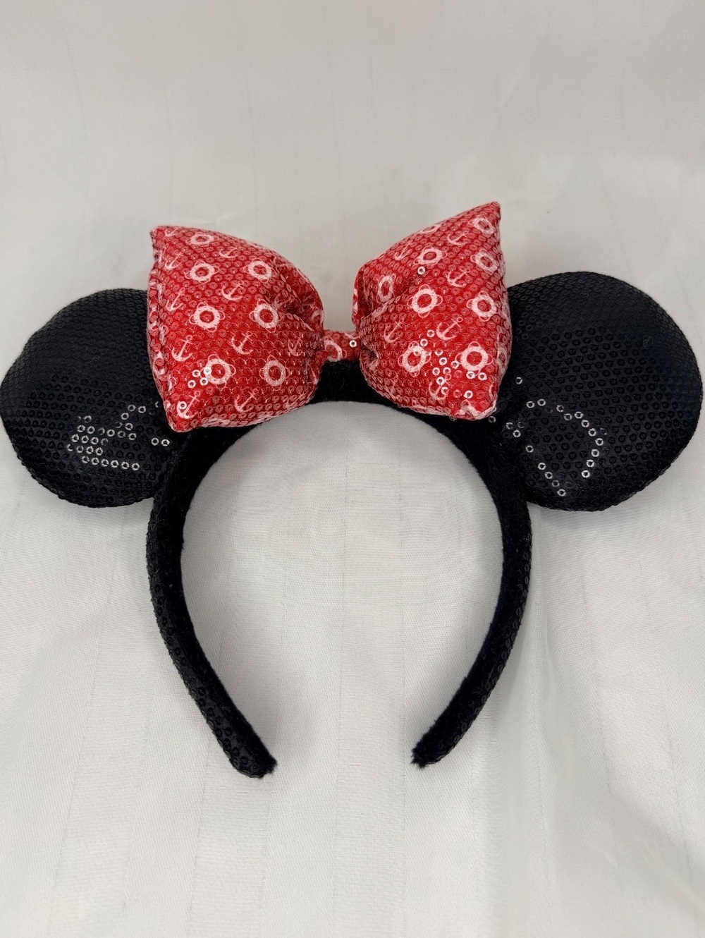 Minnie Ears Black Sequin Red Bow Official Disney Cruise Line Headband